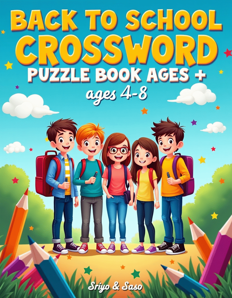 Back to School Crossword Puzzle Book Ages 4-8 - printable kids activity book | BrightCub