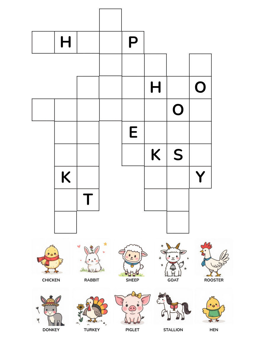 Farm Animals Crossword Puzzle Book Ages 4-8 - Image 3
