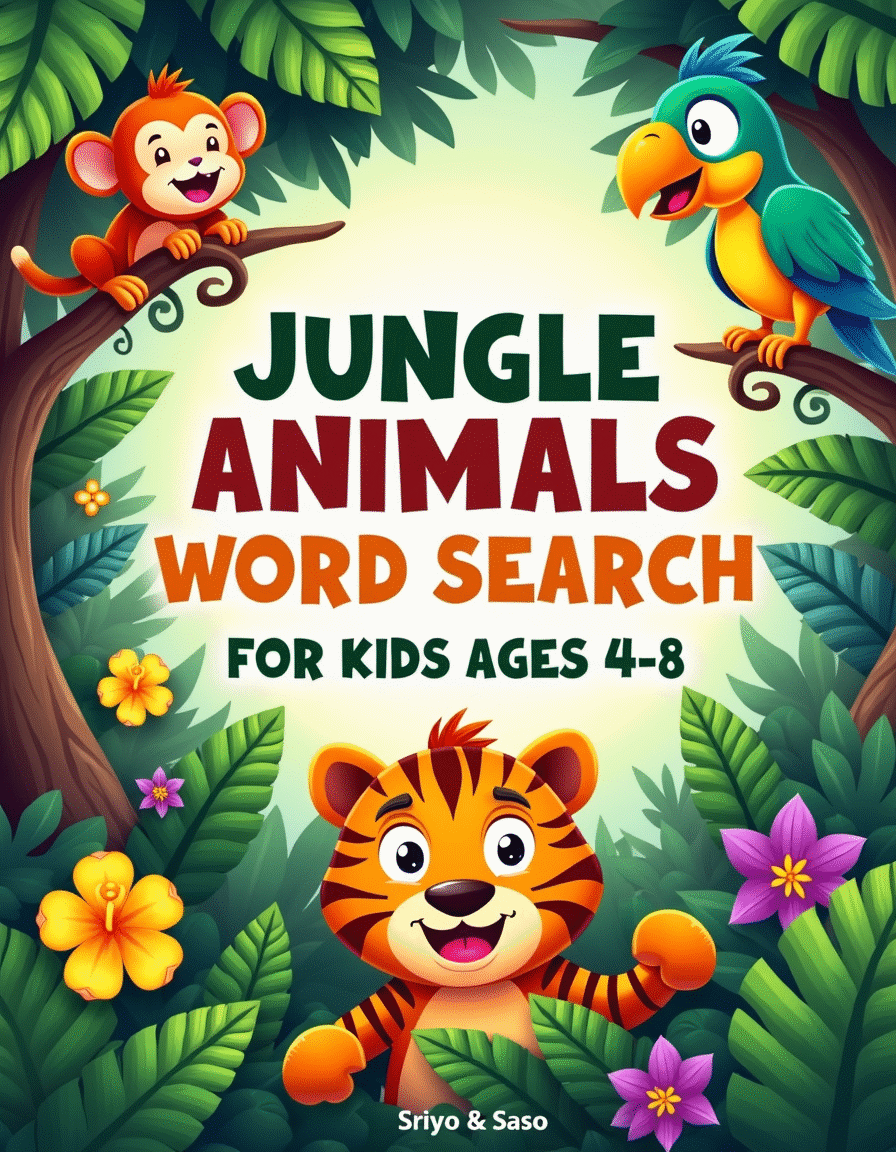 Jungle Animals Word Search for Kids Ages 4-8 - printable kids activity book | BrightCub