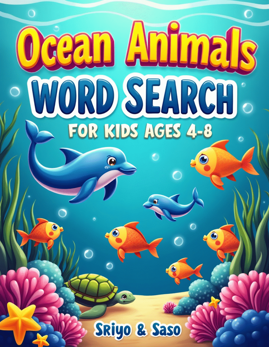 Ocean Animals Word Search for Kids Ages 4-8 - printable kids activity book | BrightCub