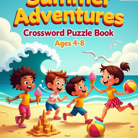 Summer Adventures Crossword Puzzle Book Ages 4-8 - printable kids activity book | BrightCub