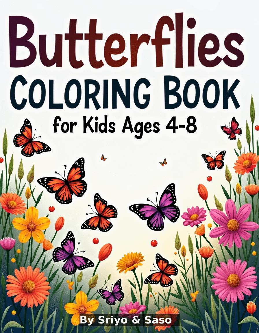 Butterflies Coloring Book for Kids Ages 4-8