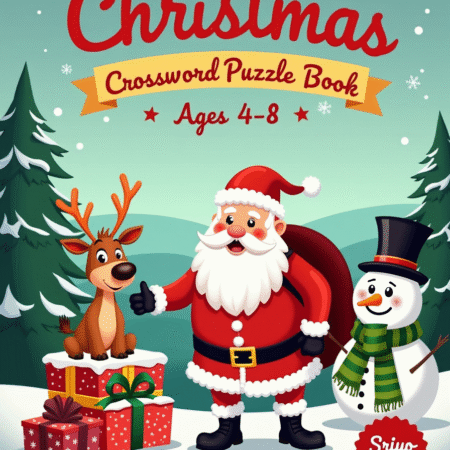 Christmas Crossword Puzzle Book Ages 4-8 - printable kids activity book | BrightCub
