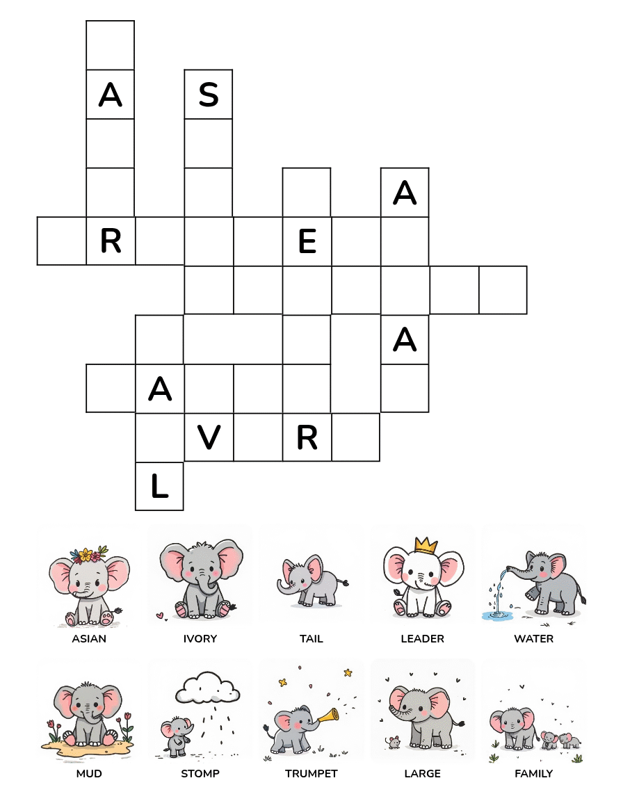Elephant Crossword Puzzle Book Ages 4-8 - Image 2