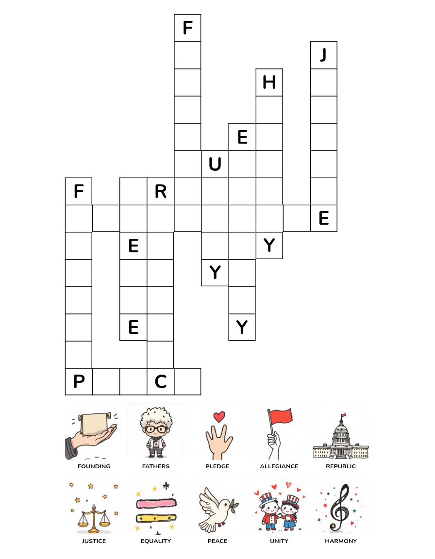 Fourth of July Crossword Puzzles for Kids Ages 4-8 - Image 3