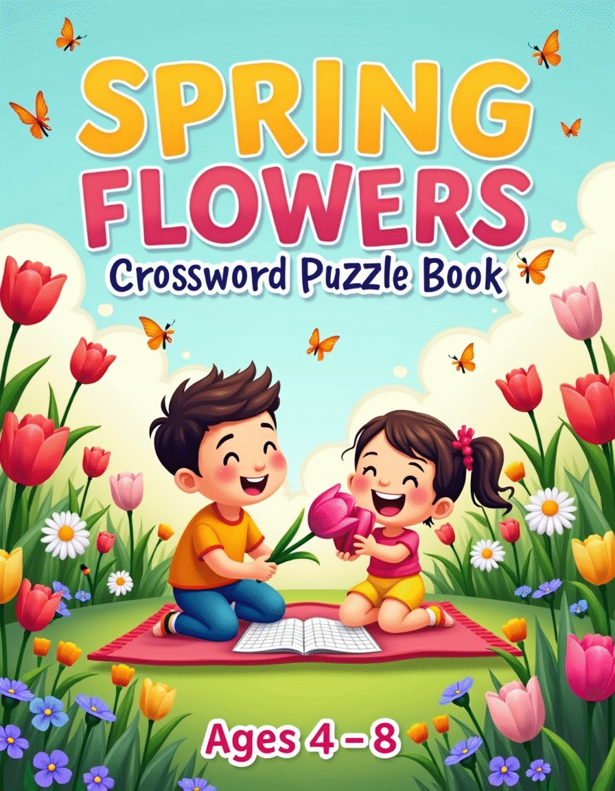 Spring Flowers Crossword Puzzle Book Ages 4-8 - printable kids activity book | BrightCub