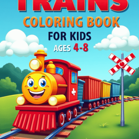 Trains Coloring Book for Kids Ages 4-8