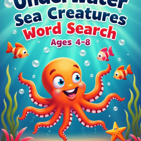 Underwater Sea Creatures Word Search Ages 4-8 - printable kids activity book | BrightCub