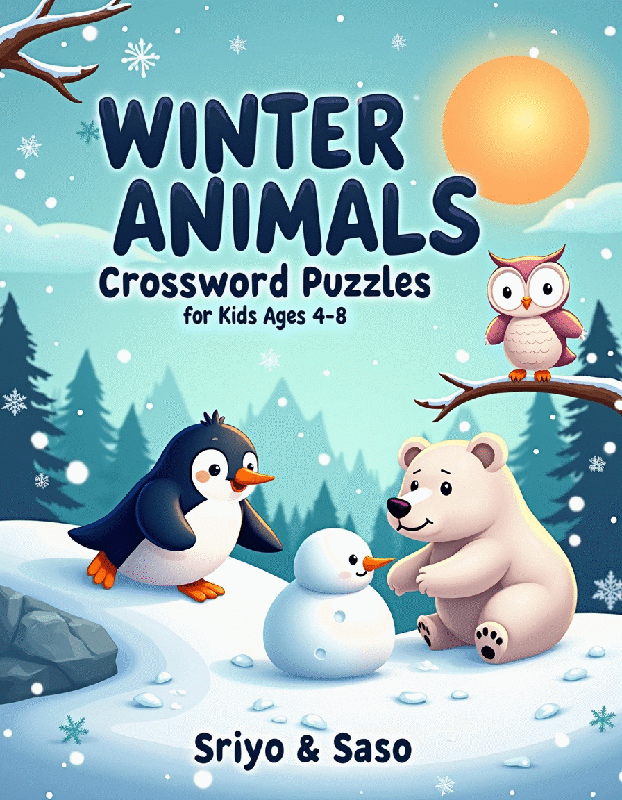 Winter Animals Crossword Puzzles for Kids Ages 4-8 - printable kids activity book | BrightCub