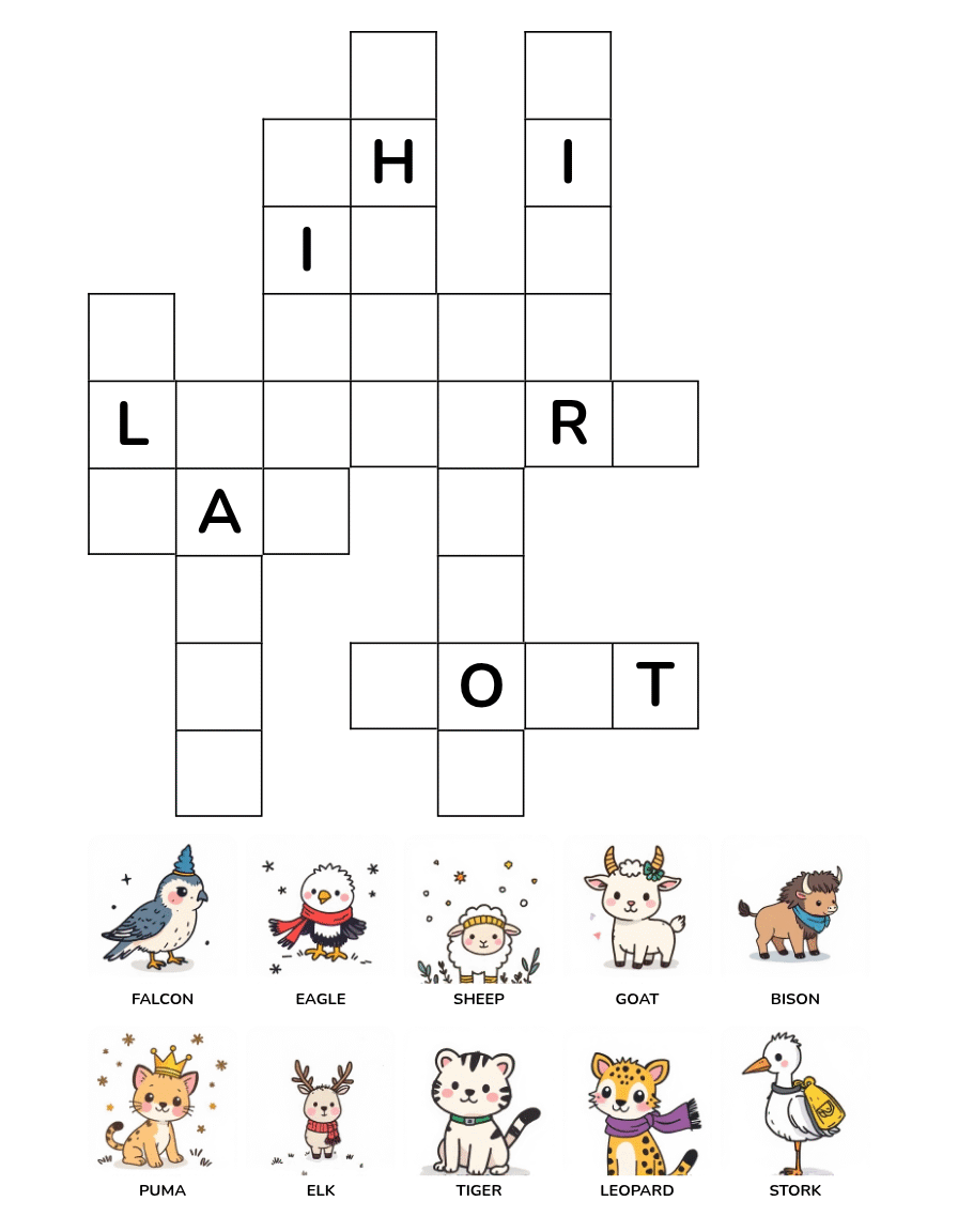 Winter Animals Crossword Puzzles for Kids Ages 4-8 - Image 3